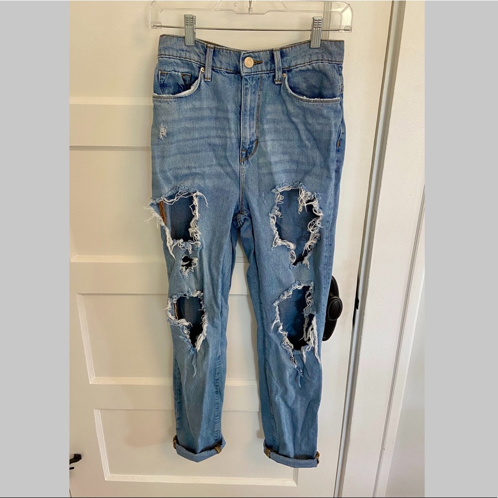BDG High Rise Light Wash Destroyed Denim Jeans